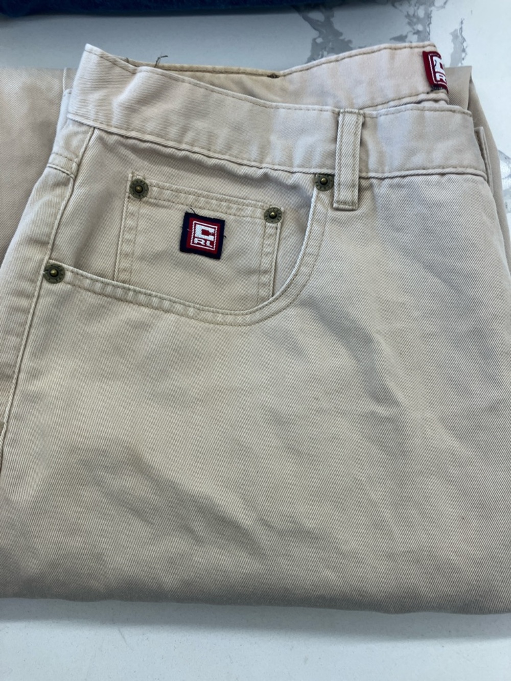 Chaps Men's Khaki Cotton Chinos - Beige with Red Logo